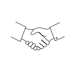 Business handshake line art depicting agreement, partnership, and professional collaboration symbolizing trust and mutual respect in a corporate environment