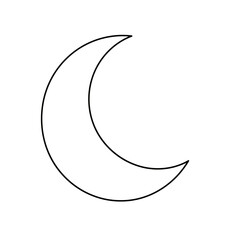 Crescent moon vector illustration with a simple, clean line design against a white background, evoking a sense of night and celestial wonder
