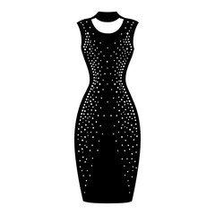 Sequin sheath dress vector clean black silhouette design white background