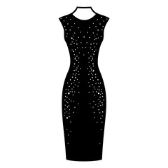 Sequin sheath dress vector clean black silhouette design white background