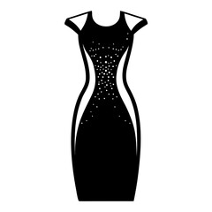 Sequin sheath dress vector clean black silhouette design white background