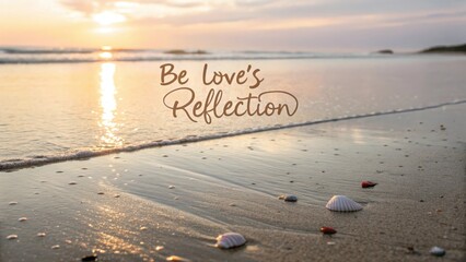 Beautiful beach scene with sunset and inspirational quote