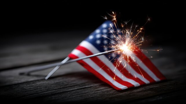 Patriotic Sparkler: Stock Photo for 4th of July & American Celebrations, American flag