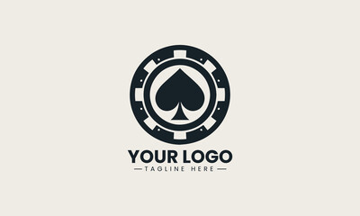 Obraz premium Spade Pokerchip black vector logo