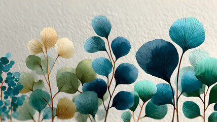 Elegant watercolor foliage design brings a touch of nature indoors, perfect for serene and calming wall art or soft home decor accents