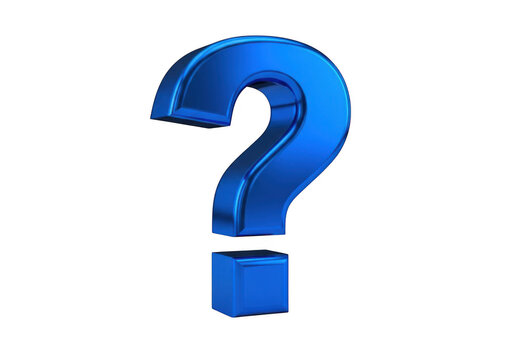 3d illustration of blue question mark isolated on transparent background