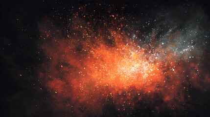 Fiery Orange and Soft White Particles Bursting Over Dark Canvas