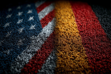Football rivalry between USA and Germany captured in textured flags
