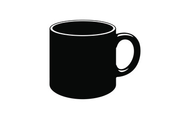 Simple black ceramic mug with handle isolated on white background