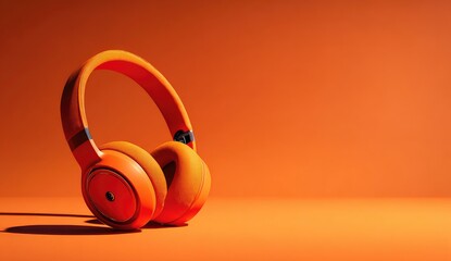 Orange headphones on orange background