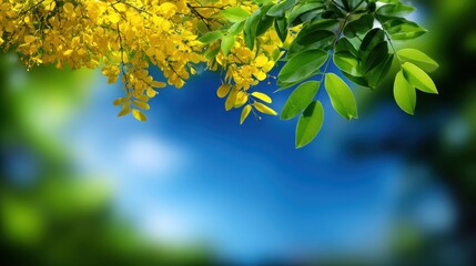 Obraz premium Yellow Flower Stock Image: Nature Backgrounds for Spring Designs, Yellow flowers, Golden shower tree, Flowers