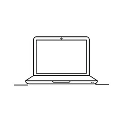 Minimalist laptop illustration showcasing modern technology and design with clean lines and a sleek, professional aesthetic for digital use
