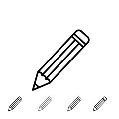 Minimalist pencil outline icon for writing and drawing design projects, educational illustrations and creative content