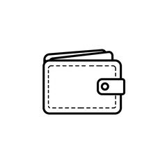 Minimalist wallet illustration with stitched detail and secure clasp design representing financial security and personal savings
