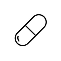 Minimalist vector graphic of a capsule pill with a clean and modern design, perfect for medical content and health illustrations