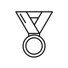 Outline illustration of a medal with ribbon showcasing achievement and recognition in a simple, elegant design