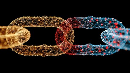 Abstract chain link design, polygonal structure, interwoven