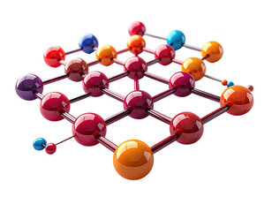 3D rendering of a colorful, interconnected molecular structure floating against a black backdrop