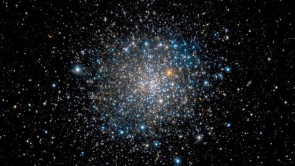 A dense globular star cluster in space, a spherical collection of thousands of stars. Concept Globular cluster, Dense stellar systems, Spherical star clusters, Stellar dynamics