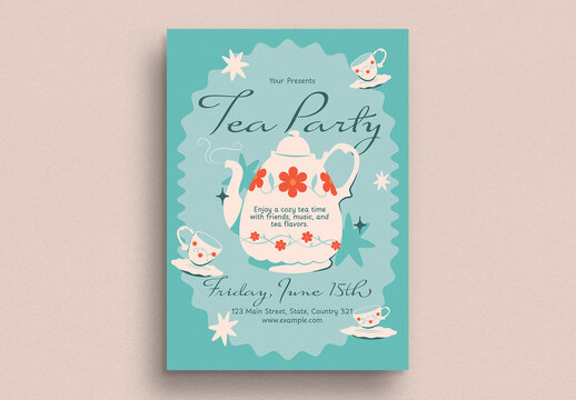 Retro Tea Party Event Flyer