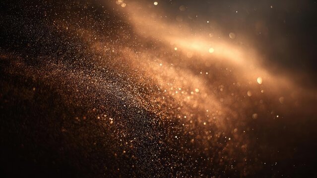 Shimmering golden dust particles lit by warm light, like a glittering cloud. Concept Golden dust particles, Warm light, Glittering cloud, Shimmering particles, Ambient glow