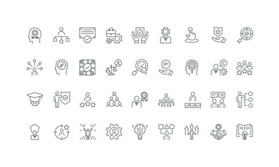 Trust for opinion leader with reputation, analytical thinking thin black and red outline symbols vector illustration Expert, professional skills growth and integrity, leadership line icon set.