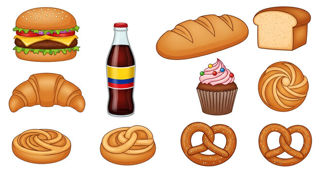 set of different junk food