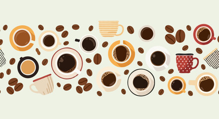 Obraz premium Vector illustration of a vintage coffee word cloud with espresso and cappuccino icons on a brown chalkboard background for cafe menu design