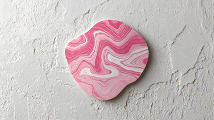 Marble sticker mockup in pink hues placed on white texture surface