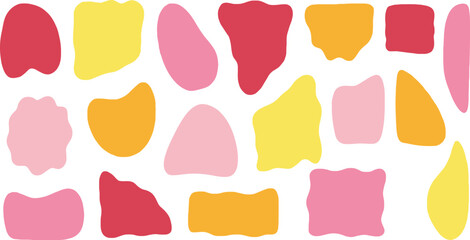 Colorful abstract shapes collage with pink yellow and red tones