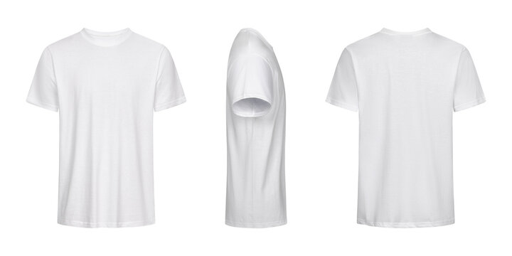 Plain white t shirt mockup front back side view apparel template