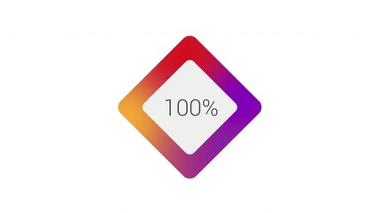 Dynamic diamond shaped progress animation.  colorful indicator fill up from from 0 percent to 100 percent, perfect for showcasing metrics or loading screens with flair.  alpha channel only 4k.
