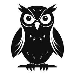 Owl Perched vector clean black silhouette design white background