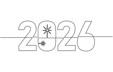 Fototapeta premium 2026 Continuous one line drawing of New Year.