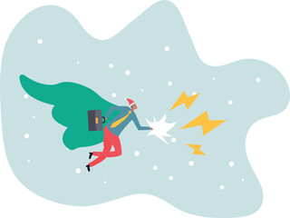 Superhero businessman with superpower to win business success, strength or power to control and finish work, confidence great responsibility,about a man and his life.