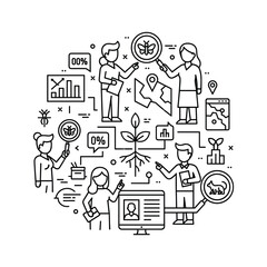 Team of researchers analyzing environmental data and agricultural growth