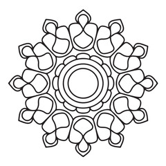 Monochrome Minimalist Looped Line Art Mandala Design for Spiritual or Geometric Pattern
