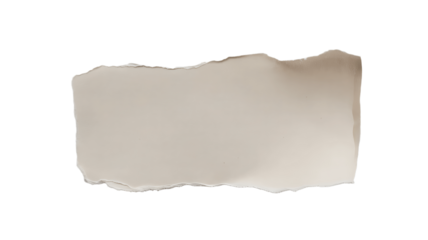 A single torn piece of light brown paper with rough edges isolated on transparent background