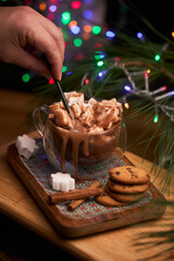 Stirring Marshmallow Hot Chocolate with Melted Drips