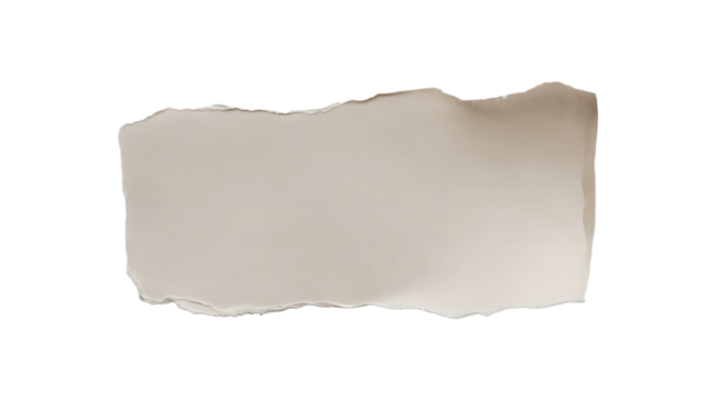 A single torn piece of light brown paper with rough edges isolated on transparent background - Powered by Adobe