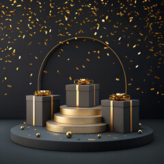 A luxurious, elegant 3D composition featuring refined textures