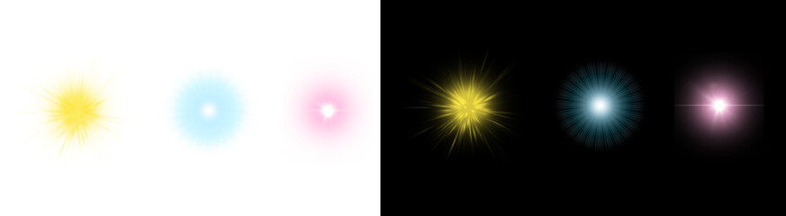 PNG image of&nbsp;Collection of colorful light effects and lens flares perfect for adding a bright and vibrant touch to graphic design projects and visual content on transparent background