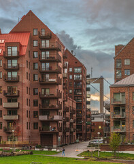 Panoramic View Red Brick Apartments