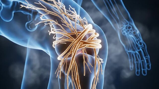 Dynamic 3D rendering of knee joint anatomy highlights ligament structure for medical education and sports medicine visualization content