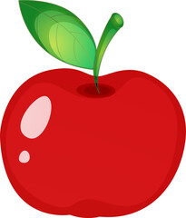 Simple red apple with green leaf illustration