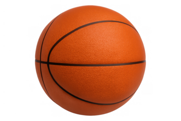 Basketball for sport, game, and competition: an orange ball with black lines ready for play on a transparent background