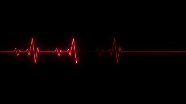 Neon heartbeat icon. heartbeat pulse animation on black background. Cardiogram heartbeat line animation. seamless loop animated motion. heartbeat rate video. neon heartbeat line animation