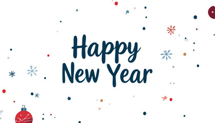 Fototapeta premium Happy new year greeting with snowflakes and ornament