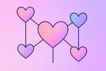 Naklejka premium Abstract illustration of interconnected pastel hearts symbolizing modern love language and human connections evoking emotions of affection and empathy