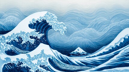 Title: Mesmerizing Japanese Wave Patterns in Artistic Display